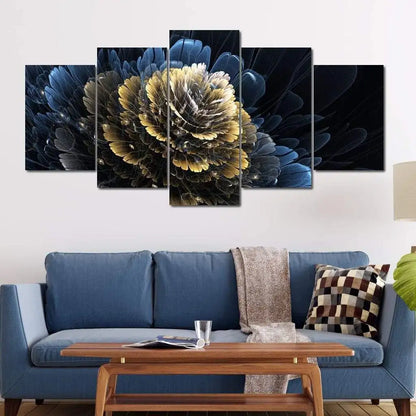5 Panels Aesthetic Landscape Canvas Painting Abstract Natural Landscape Golden Light Art Luxury Posters Prints Living Room Decor