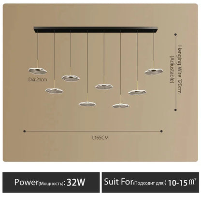 LED Restaurant Chandelier Hanging Pendant Light for Company Hotel Front Desk Lighting Spotlight Lotus Leaf Dining Table Fixtures