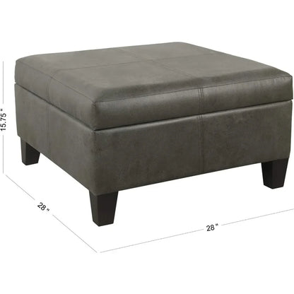 Home Decor Luxury Large Faux Leather Square Storage Ottoman | Ottoman With Storage for Living Room & Bedroom Rattan Chair Stool