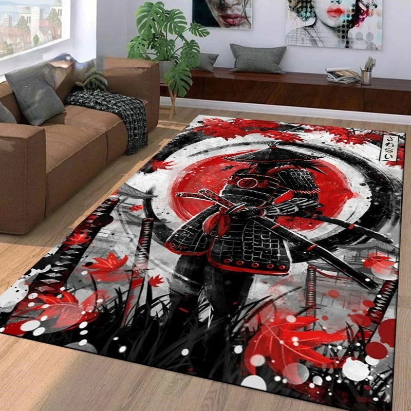 15 Size Samurai Spirits Pattern Rug Carpet for Living Room Bathroom Mat Creative Doormat Carpet for Bedroom Home Decor Play Mat
