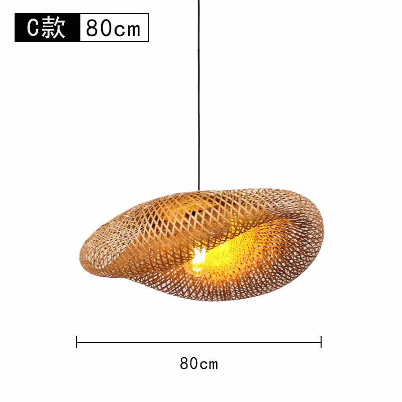 Bamboo Lantern Bamboo Woven Chandelier Chinese Restaurant Tea Room Chandelier Japanese Restaurant Straw Hat Rattan Woven Chandel