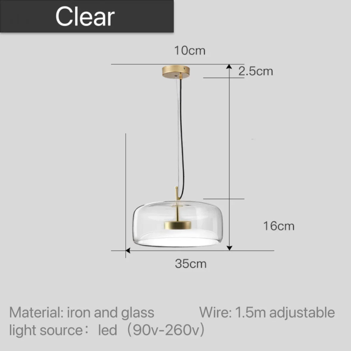 Glass LED Pendant Light for Kitchen, Restaurant, Hanging Lamp, Modern Bedroom, Bedside Shop Decoration, Ceiling Chandeliers, Lustres Decor