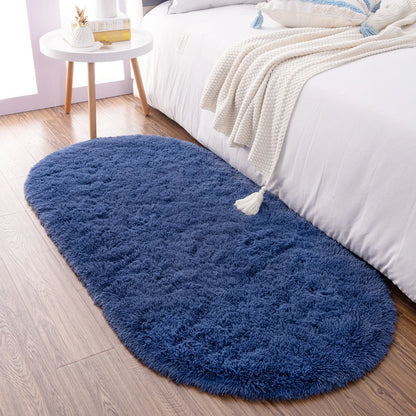 Thicken Faux Fur Area Rugs Oval fluffy Long Hair Carpet Floor mats plush Soft door Mat bedside carpets for bedroom living room