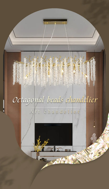 Round Gold Crystal Chandelier For Bedroom Living Room Dining Room Lounge Modern Luxury Gold Ceiling Crystal Branch Chandeliers