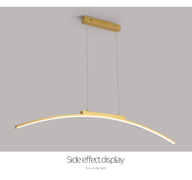 Pendant Light Nordic Chandelier Interior Décor Strip Curved Bridge LED Hanging Lamp Bedroom Living Room Home Lighting Fixtures