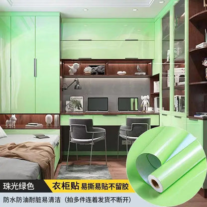 80cm Solid Color Decorative Film PVC Self Adhesive Wall Paper Furniture Renovation Stickers Kitchen Cabinet Waterproof Wallpaper