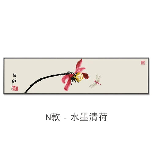 New Chinese Zen Flower and Bird Bedhead Painting Living Room Decoration Painting Sofa Background Wall Mural Painting Home Decor