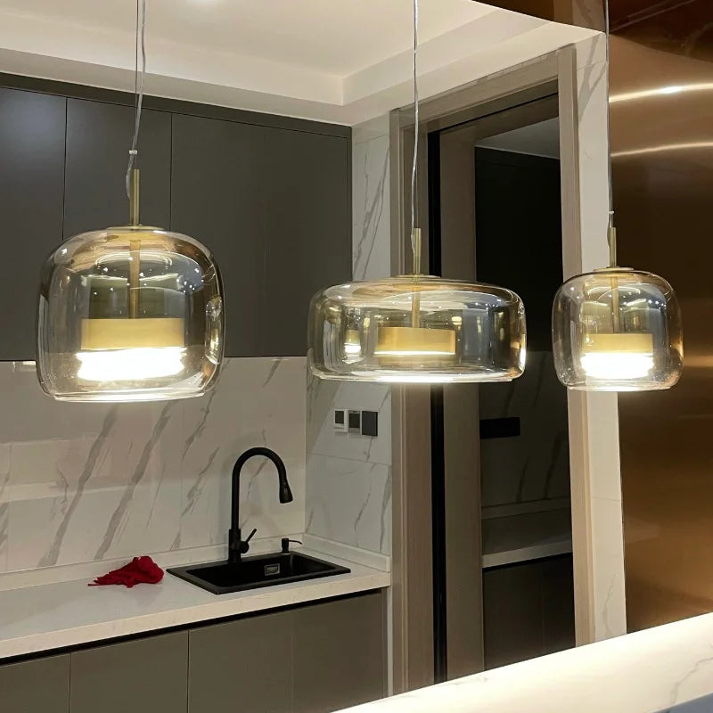 Glass LED Pendant Light for Kitchen, Restaurant, Hanging Lamp, Modern Bedroom, Bedside Shop Decoration, Ceiling Chandeliers, Lustres Decor