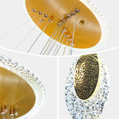 LUVODI 3-Layers LED Ceiling Lighting Fixture Art Decor Acrylic Water-drop Chandelier Pendant Lamp with 3 Color Lights
