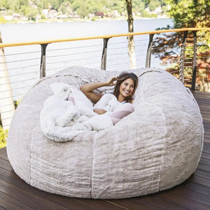 150CM extra large Bean Bag Chair with Furry Fur Cover Machine Washable Big Size Sofa and Giant Lounger Furniture