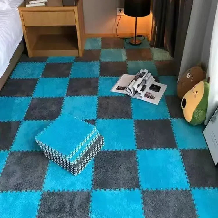 EVA Crawling Mat Stitching Suede Floor Mat Baby Play Mat Home Fashion Living Room Bedroom Puzzle Foam Carpet 30*30*1x1.0cm