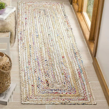 Rug Runner Jute and Cotton Reversible Handmade Braided Style Rug Rustic Look Rug Living Room Decoration