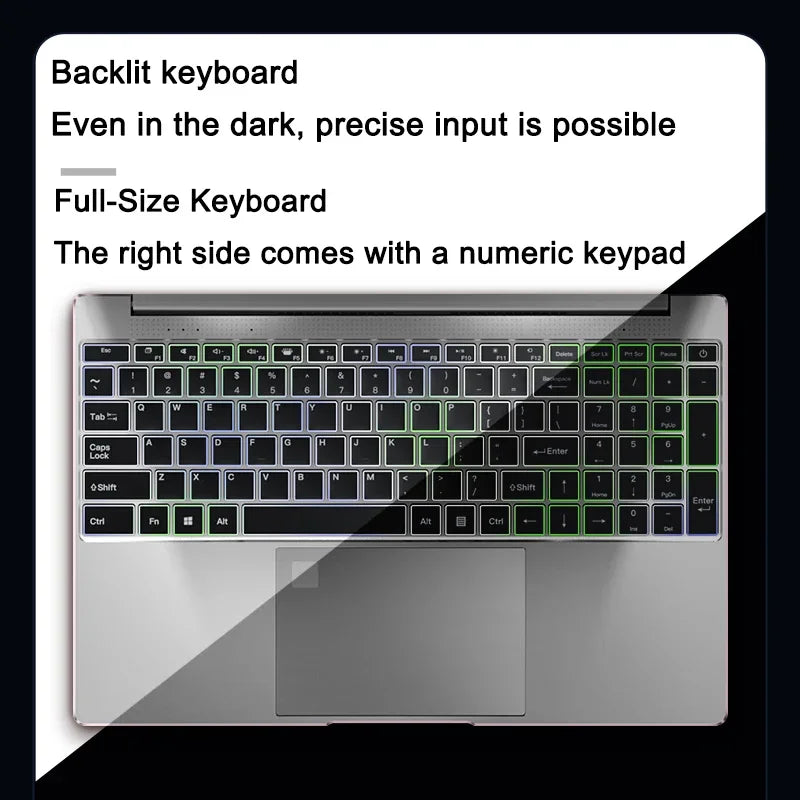 New 15.6" Inch Laptop Windows 11 Pro N5095 1920x1080 32GB+2048 GB Backlit Keyboard Portable Office Entertainment Laptop