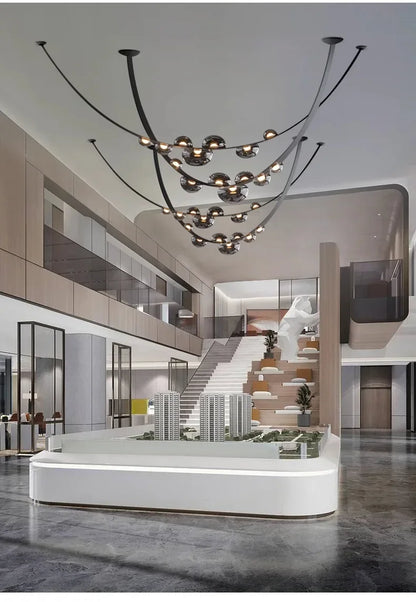 Modern Minimalist Restaurant Gray Decorative Chandelier Nordic Art Designer Villa Duplex Suspended Living Room Staircase Chandel