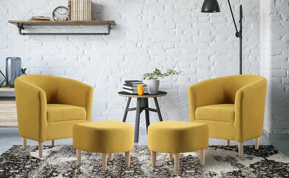 Accent Chair, Sherpa Chair White Fluffy Chair Teddy Barrel Chair with Ottoman Comfy ArmChair Footrest Set