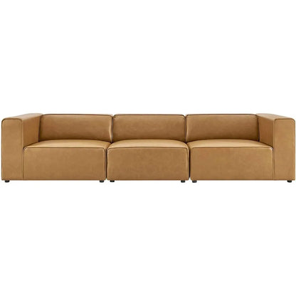 Mingle Vegan Leather 3-Piece Sectional Sofa, Tan