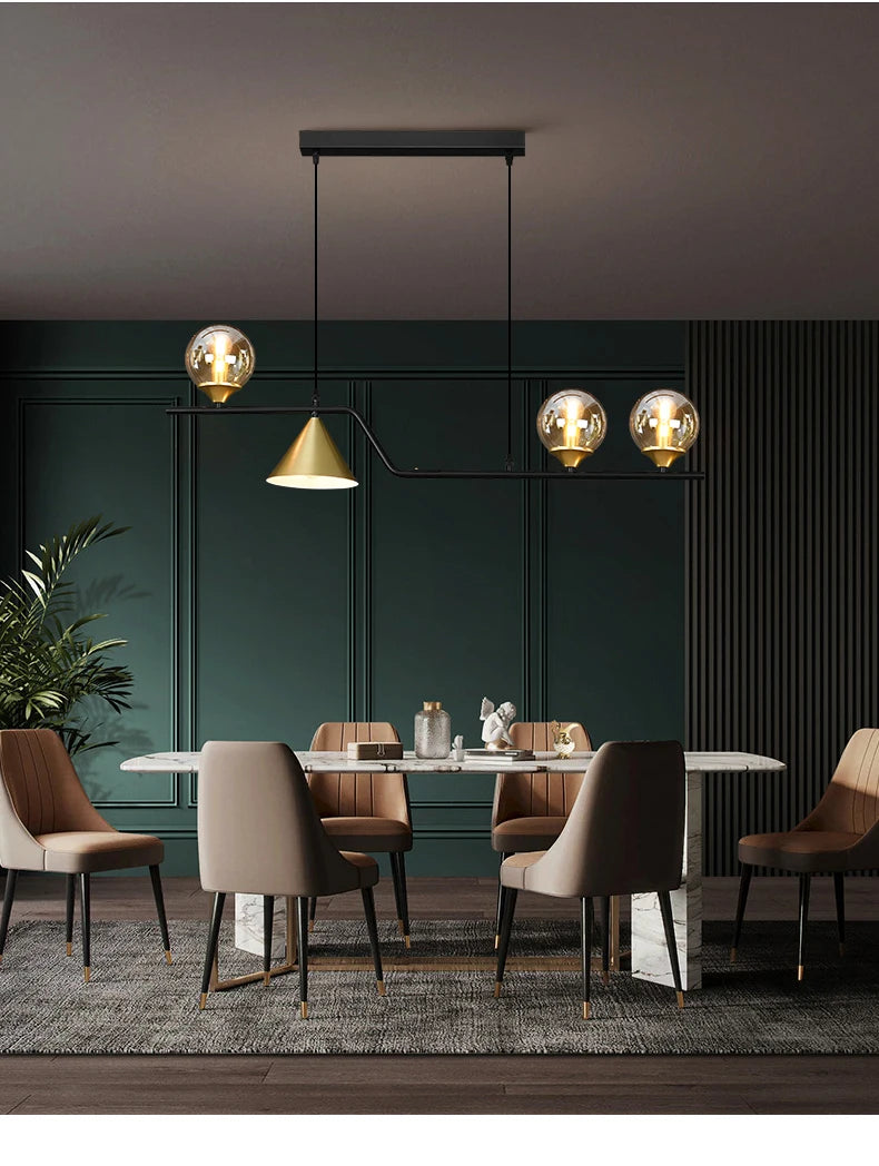 Nordic Black LED Chandelier For Living Room Kitchen Modern Home Indoor Ceiling Lighting Fixtures Glass Ball E14 Hanging Lamps