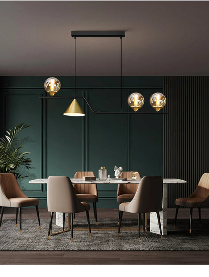 Nordic Black LED Chandelier For Living Room Kitchen Modern Home Indoor Ceiling Lighting Fixtures Glass Ball E14 Hanging Lamps