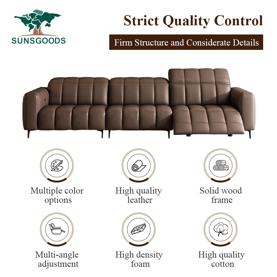 Leather Sofa Electric Recliner Sectional Home Theater Seating Manual Power Reclining Set Genuine Furniture Living Room
