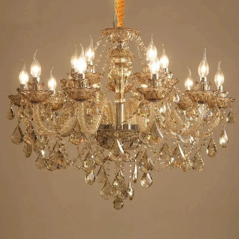 Luxury Home Crystal Chandeliers Villa Lighting for Living Room Decorate Ceiling Pendant Lamps Indoor Hanging Led Lights Fixture