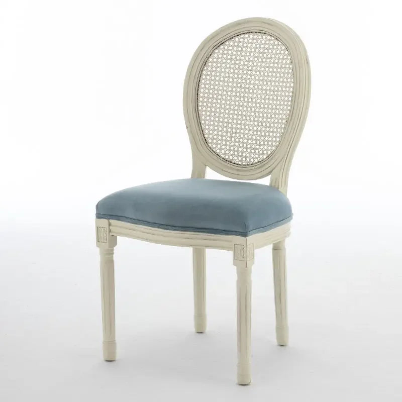 Retro Rattan Dining Chair Solid Wood French Chair Mobile Cafe Floor Modern American Country Leisure Chairs Home Furnitures