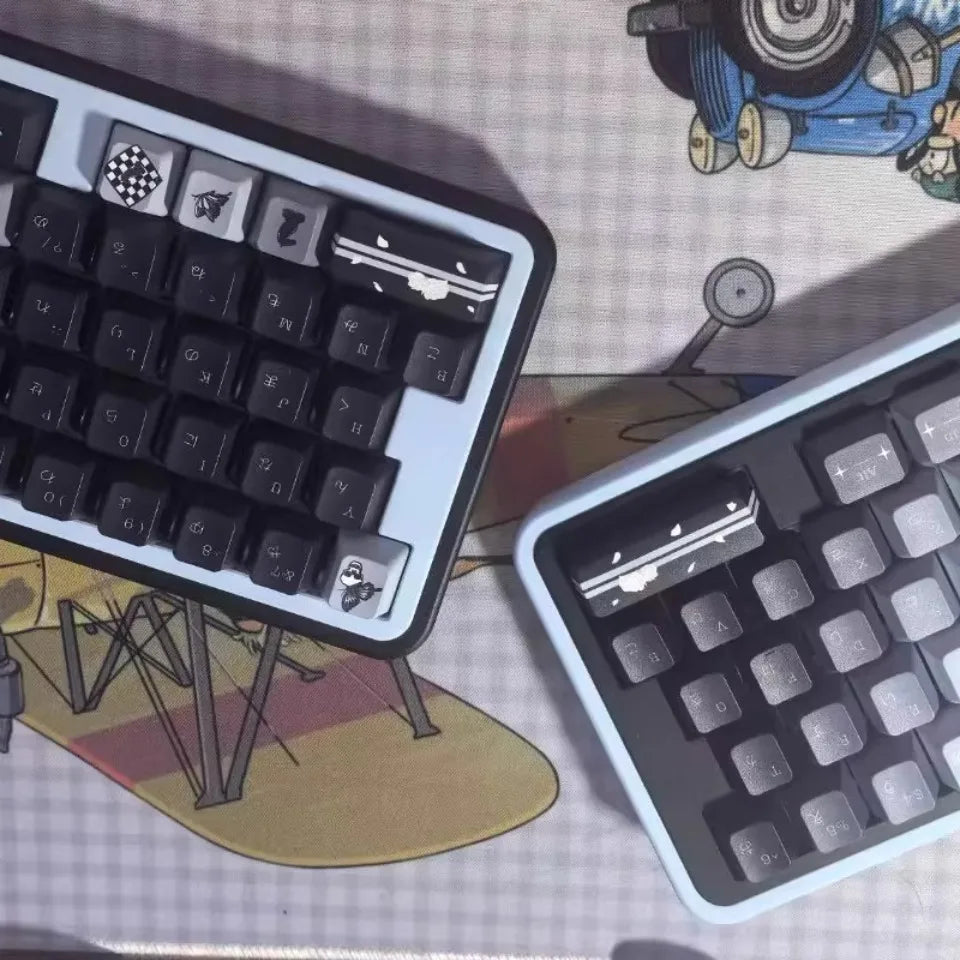 Cute Cat Split Mechanical Keyboard Kit Wireless Tri-mode GASKET Hot-Swap RGB Ergonomic Custom Aluminum Split Gaming Keyboard