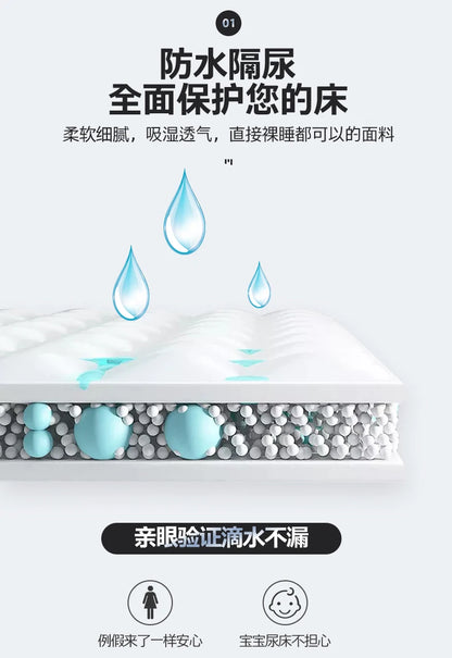 Waterproof Fitted Sheet Single Double Queen Size Mattress Cover Solid Color Fit Sheet 80x200 180x200 With Elastic Band Bed Sheet
