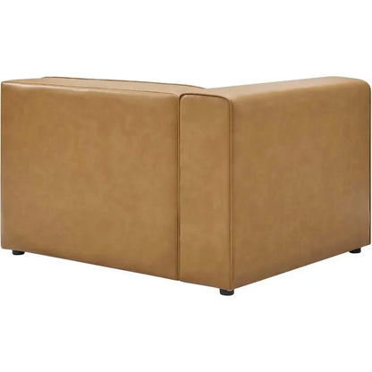 Mingle Vegan Leather 3-Piece Sectional Sofa, Tan
