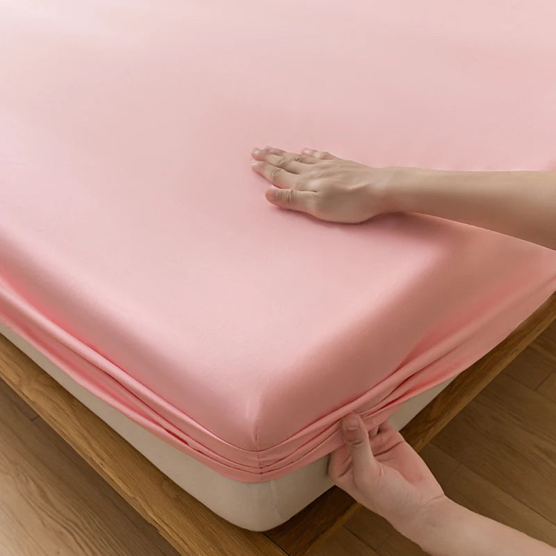 Waterproof Fitted Sheet Single Double Queen Size Mattress Cover Solid Color Fit Sheet 80x200 180x200 With Elastic Band Bed Sheet