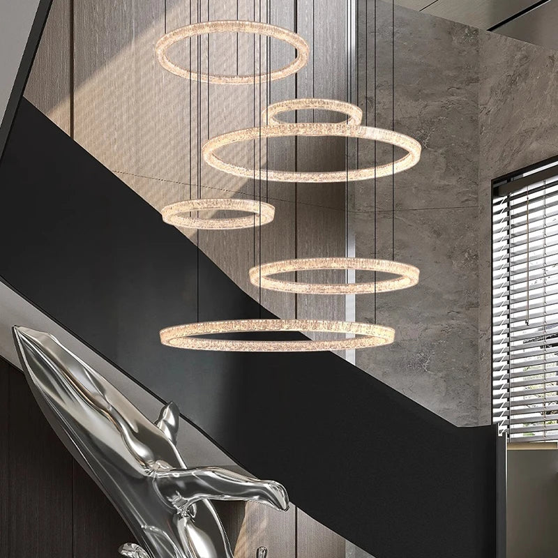 Modern ring stairs led lights pendant light lamps for living room led Chandeliers for dining room hanging light indoor lighting