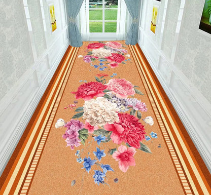 Luxury Classic Style Lobby Long Corridor Carpet Floral Wedding Passageway Large Area Rug Comfortable Washable Non-slip Floor Mat