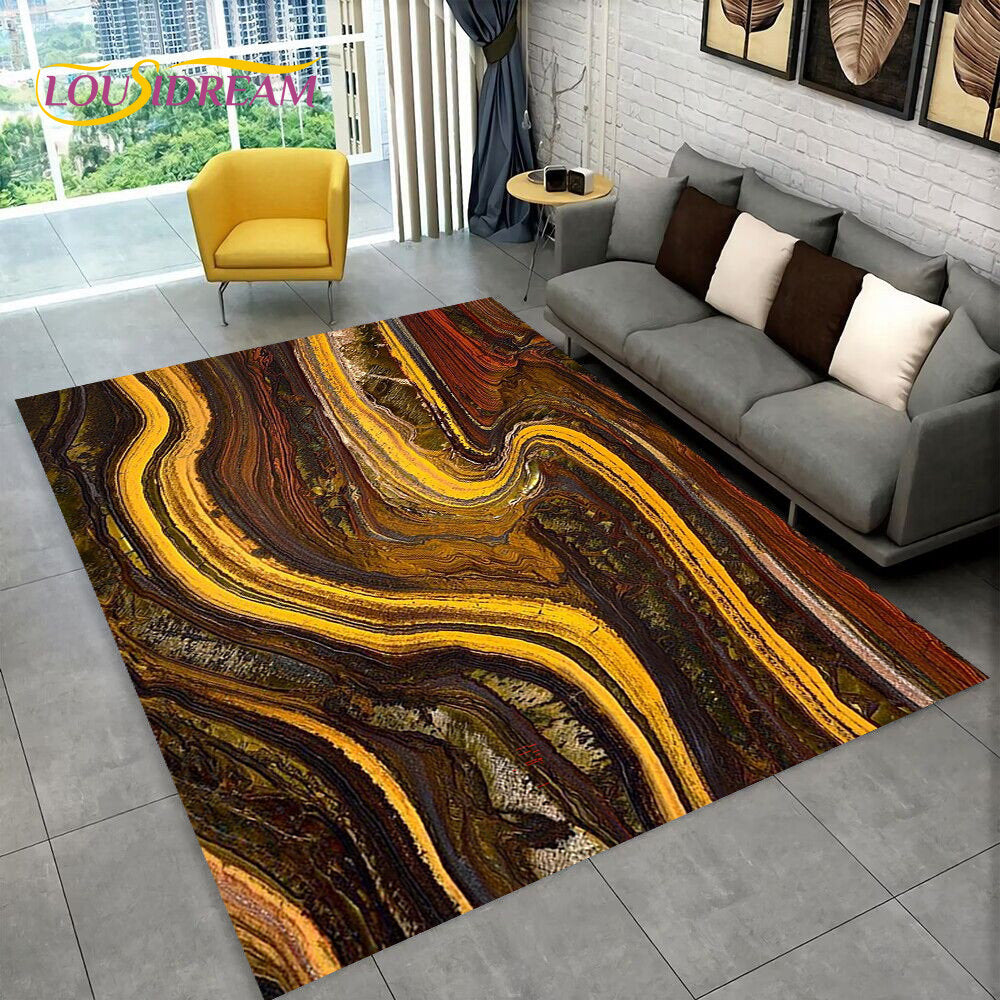 3D Colour Gold Nordic Marble Splendid Area Rug,Carpet for Home Living Room Bedroom Sofa Doormat Kitchen Decor,Non-slip Floor Mat