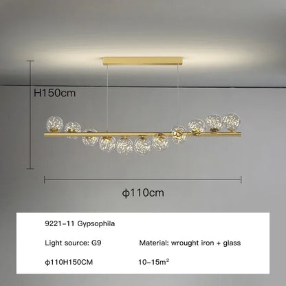 Modern Led Long Ceiling Chandelier Suspension Glass Balls Dining Table Room Kitchen Home Decor Hanging Lamp Front Desk Lights