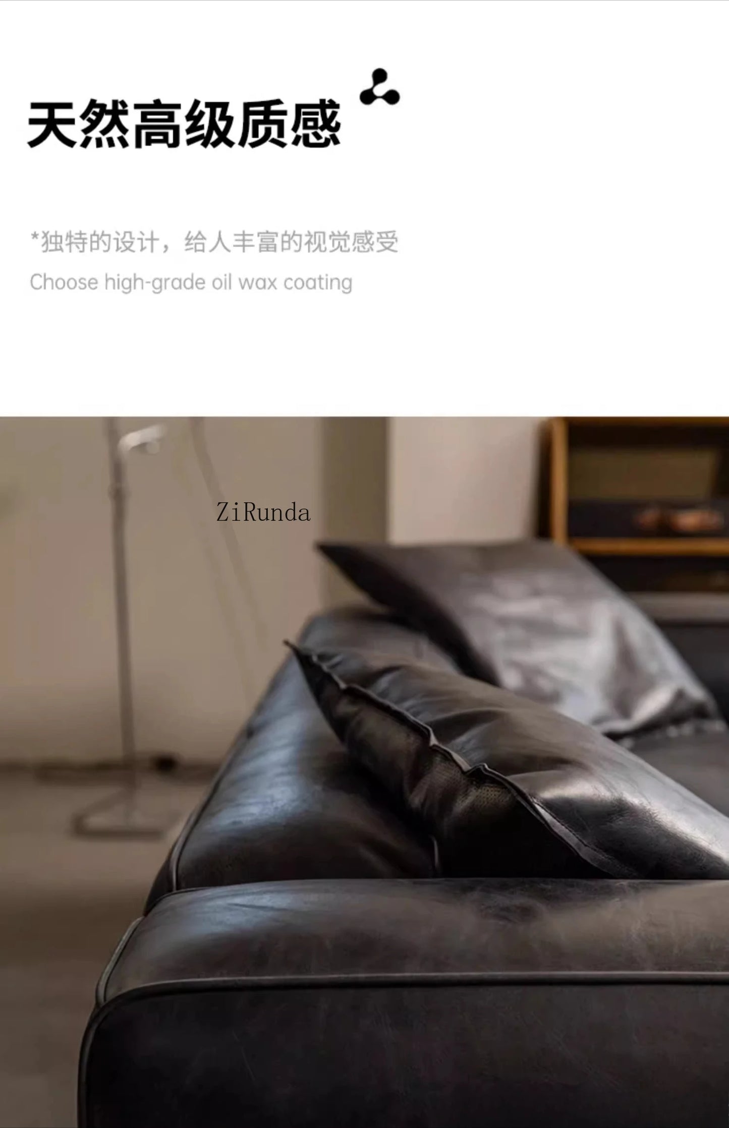 Retro all leather wabi sabi antique sofa Italian living room simple