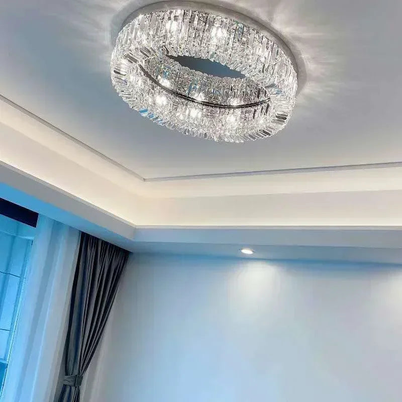 Luxury Modern Minimalist Crystal Glass Round Ceiling Chandelier for  Living Room Bedroom Study Led Indoor Lighting Decor