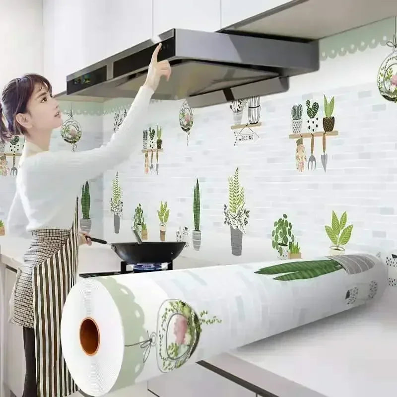 Kitchen Stove Oil-proof Sticker Waterproof High Temperature Resistant Wallpapers Kitchen Decoration Self Adhesive Contact Paper