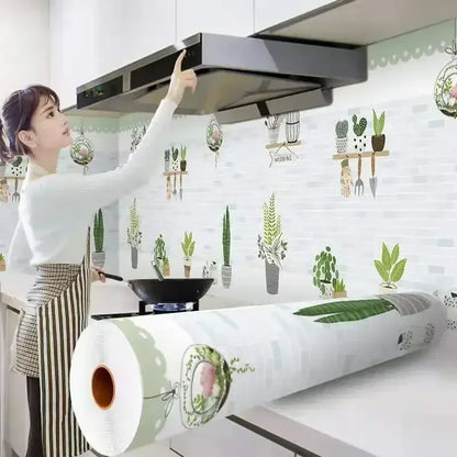 Kitchen Stove Oil-proof Sticker Waterproof High Temperature Resistant Wallpapers Kitchen Decoration Self Adhesive Contact Paper