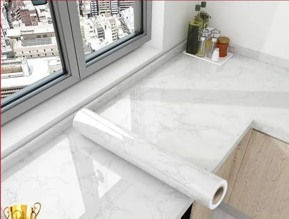 80cm Width Oil Proof Wall Stickers Waterproof Foil Wallpaper Marble Self Adhesive Mould Proof Sticker for Kitchen Bathroom Decor