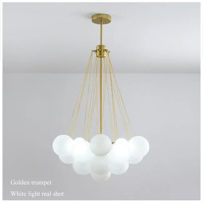 Nordic Bubble Glass Chandelier for Living Dining Table Room Decoration Frosted Glass Gold Black LED Ceiling Pendant Light