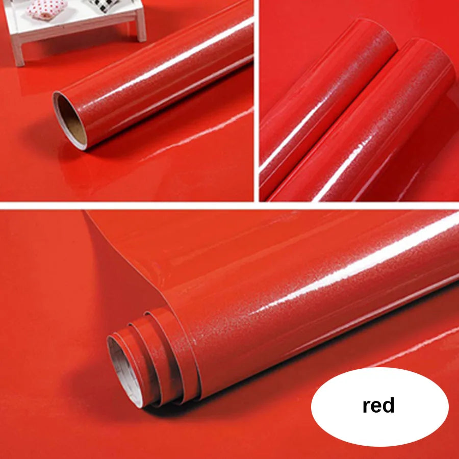 PVC Waterproof Oil-Proof Wallpaper White Self-Adhesive Kitchen Cabinet Table Top Old Furniture Renovation Color Change Stickers