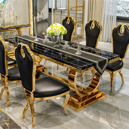 Modern Home Dining Room Furniture Dinning Room Table Luxury Stainless Steel Marble Dining Tables