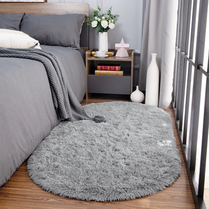 Thicken Faux Fur Area Rugs Oval fluffy Long Hair Carpet Floor mats plush Soft door Mat bedside carpets for bedroom living room