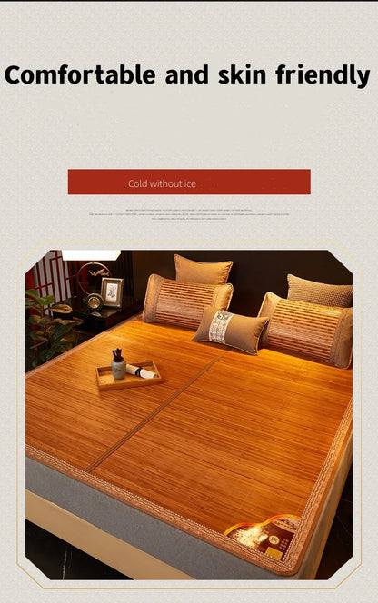 Double Fold Cool Mattress Summer Sleep Mat 100% Bamboo Mat Natural Comfortable High-quality Printed Mattress 1.8/2.0 Dormitory
