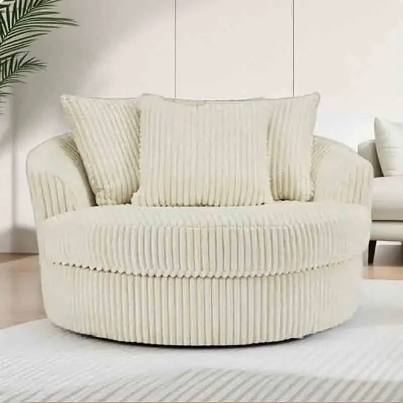 Leisure Comfy Single Sofa Chair Soft Upholstered Movable Swivel Accent Chair for Living Room Bedroom Armchair with Wheels