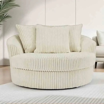 Leisure Comfy Single Sofa Chair Soft Upholstered Movable Swivel Accent Chair for Living Room Bedroom Armchair with Wheels
