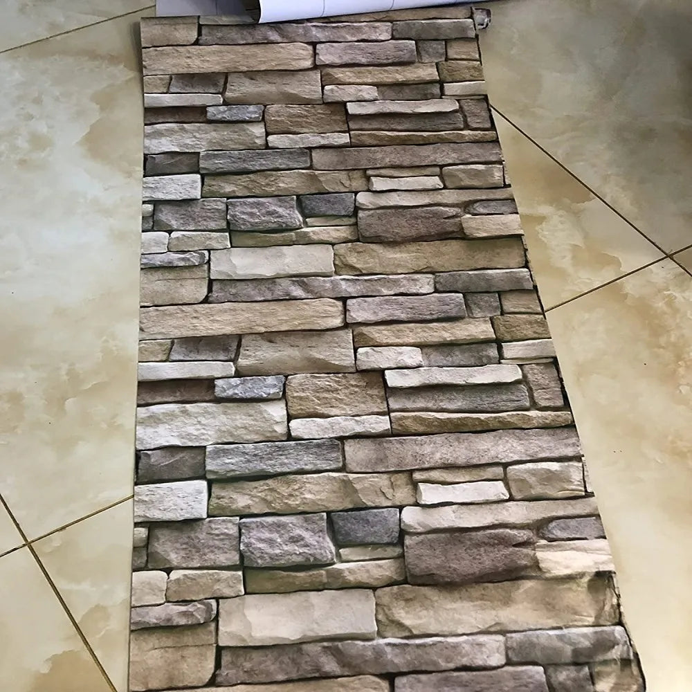 Waterproof Self-Adhesive Stone Brick Wallpaper for Living Room Kitchen Bedroom Removable Stickers for Fall Aesthetic Wall Decor