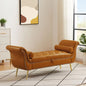 PU Leather Storage Benches End of Bed Vintage Flared Rolled Armed Bedroom Ottoman Bench Button Tufted Entryway Window