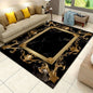 Black Gold Marble Area Rug Modern Abstract Geometric Rug Non-Slip Soft Floor Carpet Decor for Home Living Room Bedroom Office