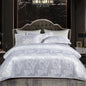 Floral Jacquard Satin Duvet Cover Set Queen 3 Piece Luxury Silk Like Bedding Comforter Covers with Zipper Closure & Corner Ties