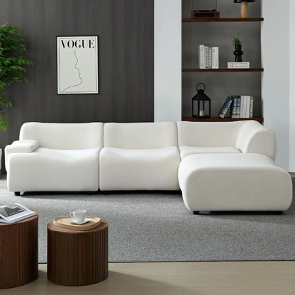 135"Curved Sectional Sofa,Modern Boucle Fabric Upholstered Modular Couch Oversized 6-Seat Sofa for Living Room,Bedroom,Apartment